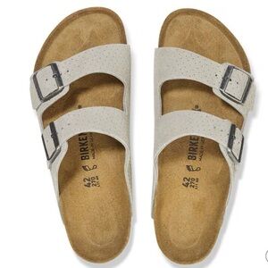 Birkenstock Arizona Suede Light Gray Sandals with Dual Buckles Men’s 10 NWT